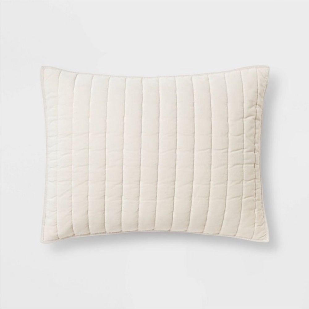 2!!! Standard Channel Stitch Velvet Quilt
Sham Cream - Threshold - Picture 2 of 6